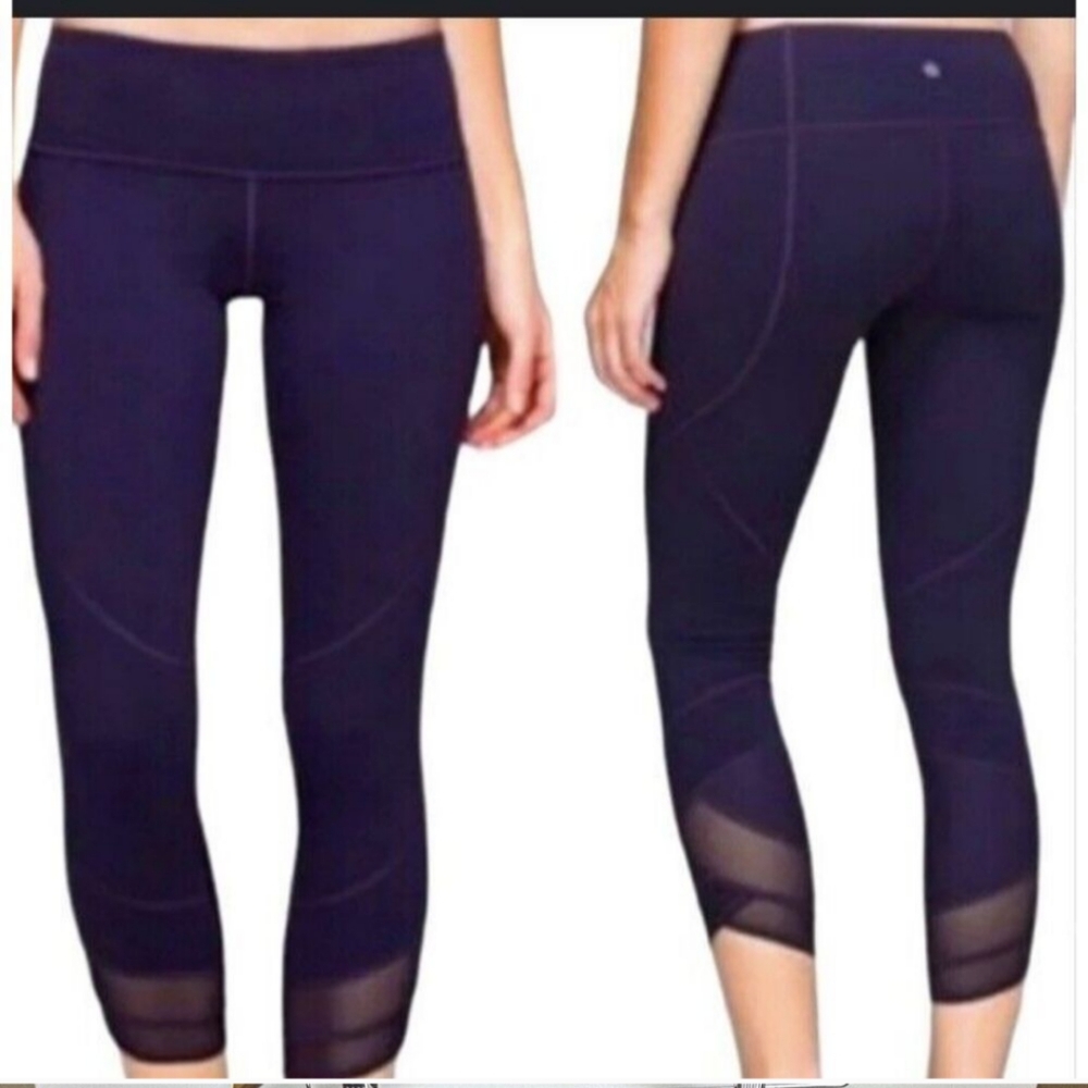 Lululemon Emerge Renewed Nightfall Purple Legging Mesh Hem Sz 8
